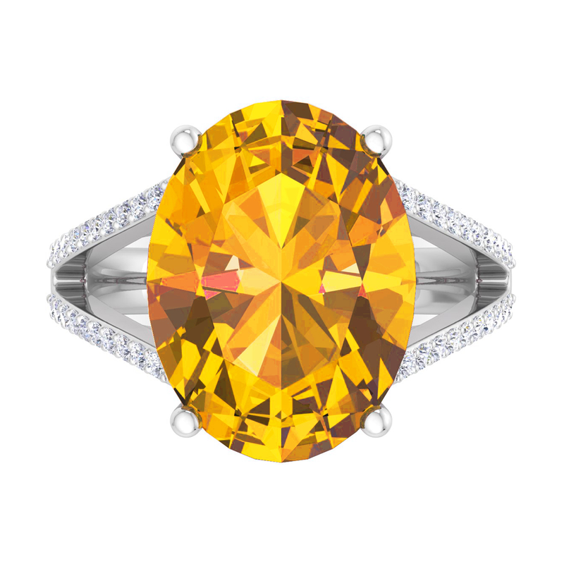 Martha Stewart 10 1/4ctw. Oval Citrine & Lab Grown Diamond Ring In Sterling Silver image number null